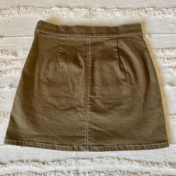 Oak + Fort Army Green Front Pocket Mini Skirt Size 8 - Picture 5 of 11